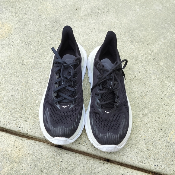 Hoka Clifton Edge Black and White Running Shoes. - Picture 1 of 16
